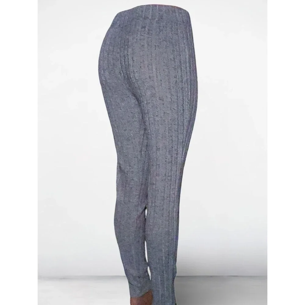 Gray Black Red Ankle Leggings XL Knit Polyester Spandex Elastic Waist Set Basics